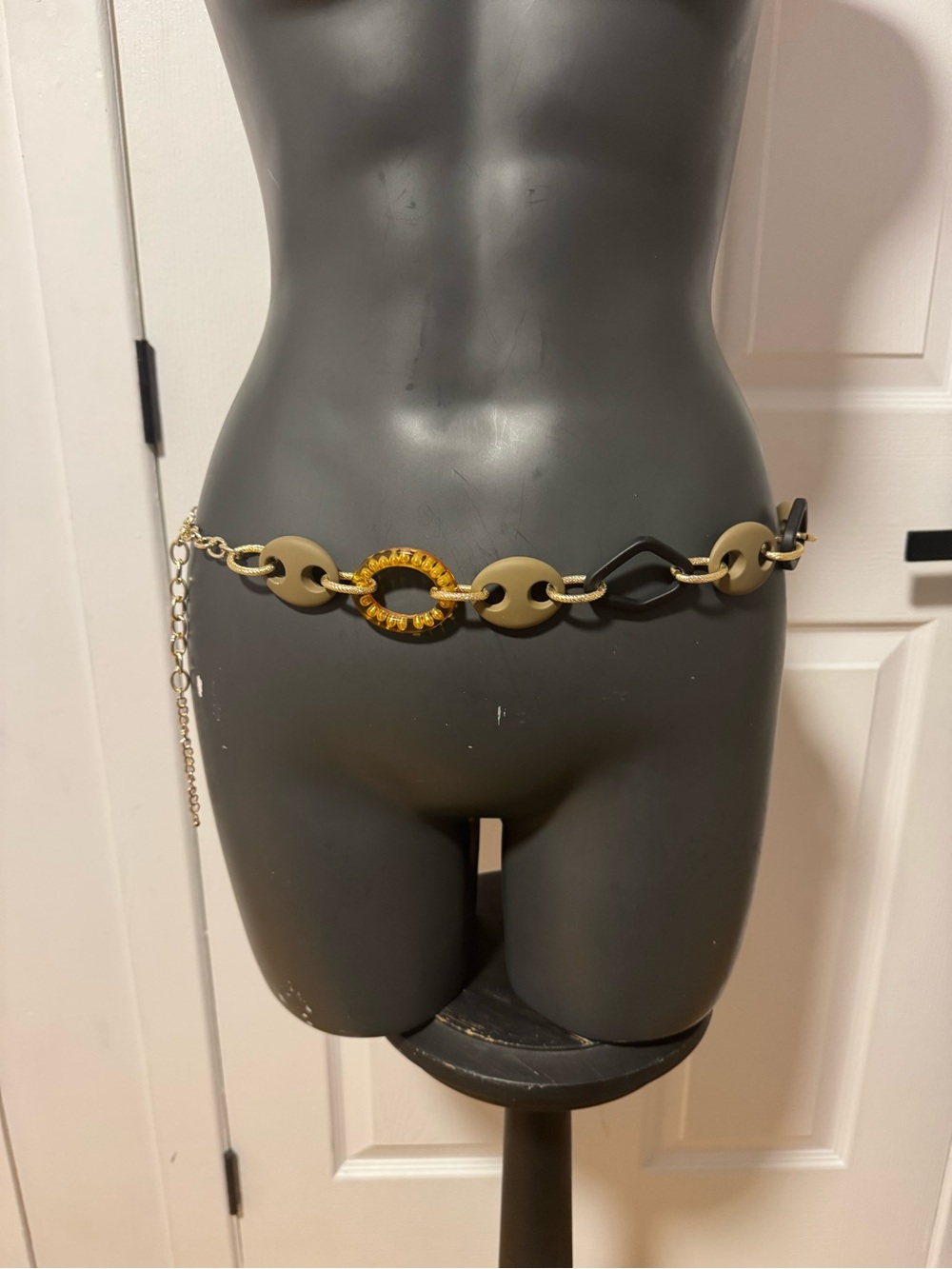 Gold and Black Link Chain Waist Belt - Women's Accessories